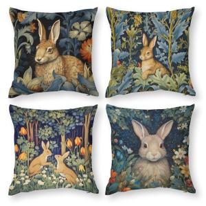 【並行輸入品】 4 Pack William Morris Forest Rabbit 16