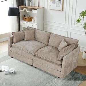 【並行輸入品】Setawix シェニール織 ラブシートソファー 深いシート付き、ラージ 2人掛けクラウドソファ リビングルーム用、77インチ 広