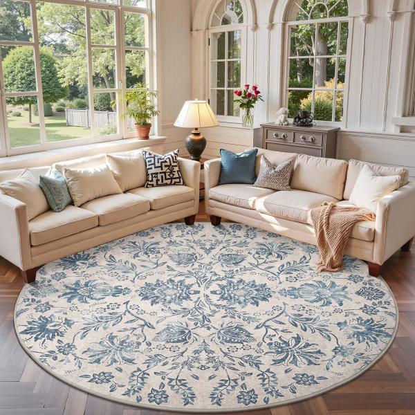 【並行輸入品】 jinchan Torino Classic Floral Round Rug 8f...