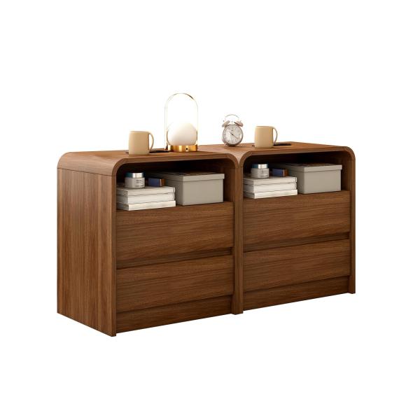 【並行輸入品】Messenya モダンナイトスタンド 幅23.6インチ 充電ステーション&amp;湾曲した衝...