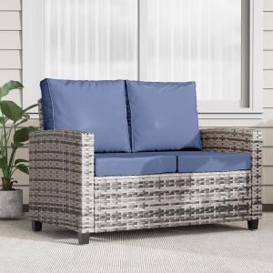 【並行輸入品】 BUPPLEE 2 Seat Patio Furniture Set, Outdoor Wicker Sofa, All Wea