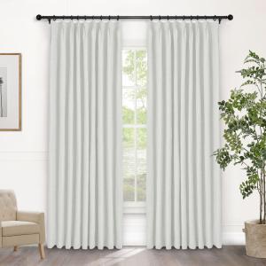 【並行輸入品】 Macochico Pinch Pleated 100% Blackout Linen Curtains 84 Inch Wid