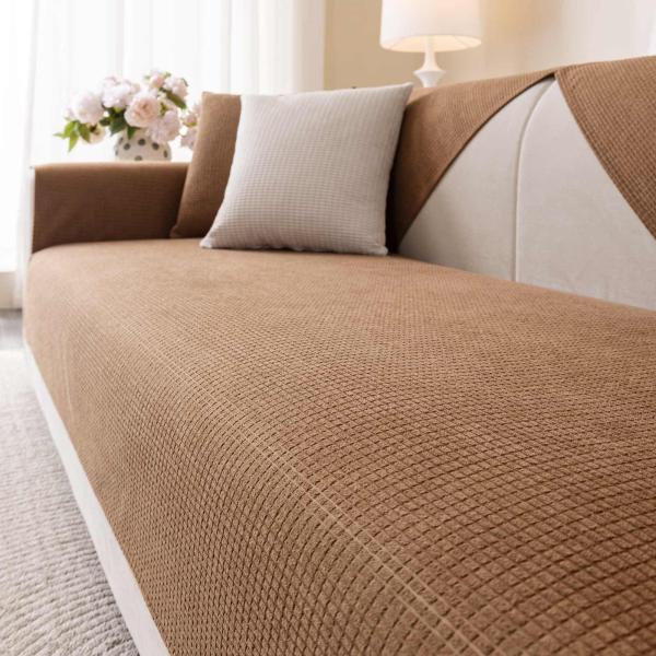 【並行輸入品】Aucrovee ソリッドカウチカバー 洗濯可能 ノンスリップセクショナルソファカバー...