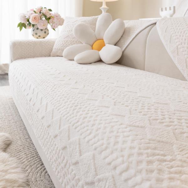 【並行輸入品】Aucrovee ソフトプラッシュカウチカバー、滑り止めふわふわセクションソファカバー...