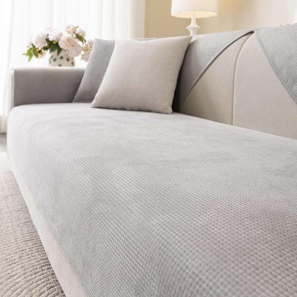 【並行輸入品】Aucrovee ソリッドカウチカバー 洗濯可能 ノンスリップセクショナルソファカバー...