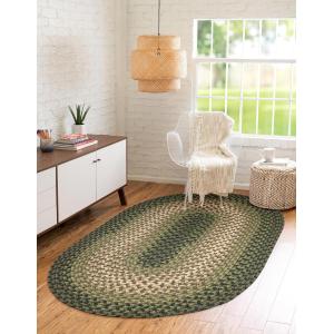 【並行輸入品】 RRI Home Decor Tranquility TQ22 Green 7' x 9' Oval Braided Are