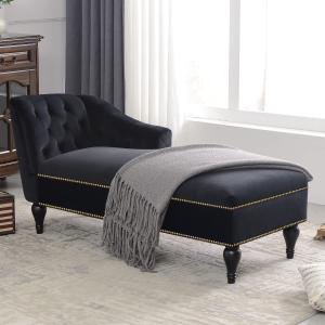【並行輸入品】 58 inch Cushioned Leisure Chair, Button Tufted Right arm Velvet