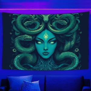 【並行輸入品】 Supdreamc Boho Blacklight Bedding Tapestry Ancient Greece Snake