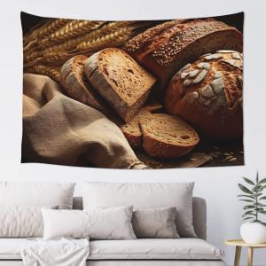 【並行輸入品】 GTKSYNVE Bread and Wheat Tapestry Backdrop Wall Hanging Indoor O