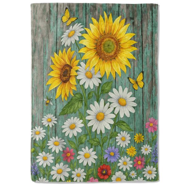【並行輸入品】coedoaes ヒマワリとデイジーフリースブランケット、50 x 60インチ、バタフ...