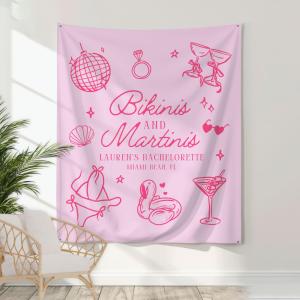 【並行輸入品】 Cozyy Personalized Bikinis And Martinis Bachelorette Tapestry, C