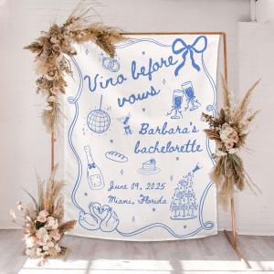 【並行輸入品】 Cozyy Personalized Wine Bachelorette Party Tapestry, Custom Vino