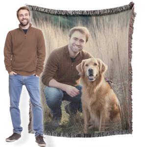 【並行輸入品】 Studio Sam and Co Personalized Photo Blanket, Woven Cotton Tapes