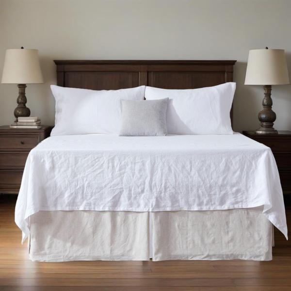 【並行輸入品】 QKTE Belgian 100% Linen Bed Skirt with 14 ...