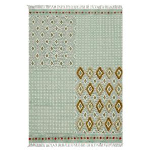 【並行輸入品】 CASAVANI Hand Block Printed Cotton Area Rug 7x10 Kilim Mat Flatw