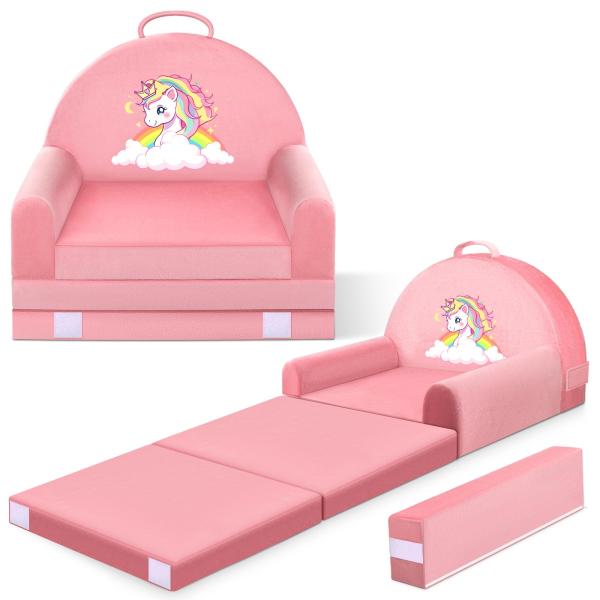 【並行輸入品】 ORWIPO Unicorn Kids Sofa Bed with Removabl...
