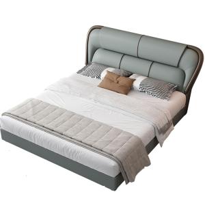 【並行輸入品】 HONGYISHI Green Modern Genuine Leather Queen Bed Frame Queen Siz