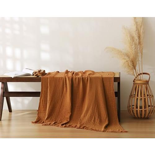 【並行輸入品】 AORISSI 100% Cotton Muslin Throw Blanket f...