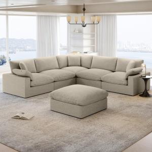 【並行輸入品】 Cloud Couch Modular Sectional Sofa, Oversized Wide Deep Seat Clo