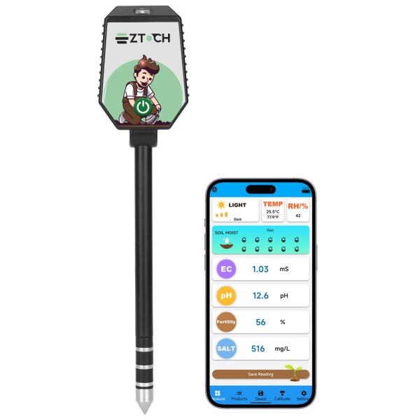 【並行輸入品】 EZTOCH Bluetooth Soil pH EC Tester, Smart ...
