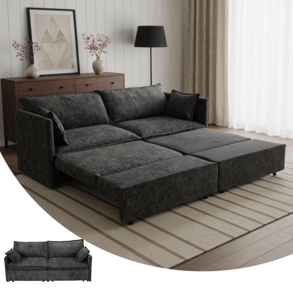 【並行輸入品】3イン1 キングサイズ プルアウトスリーパーソファソファベッド   73.6インチ U...