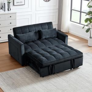 【並行輸入品】 3 in 1 Convertible Sleeper Sofa Bed, 54'' Full Size Velvet Pull