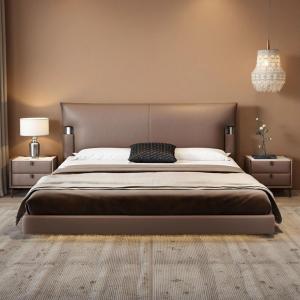 【並行輸入品】 DLCQIJI Leather Brown Modern Queen Bed Frame with Heavy Duty Woo