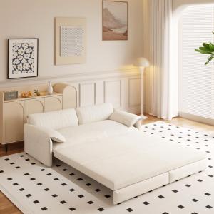 【並行輸入品】 TCMILA 66‘’ Velvet Queen Size Pull Out Sofa Bed, 3 in 1 Converti