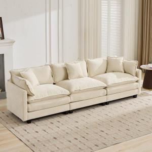 【並行輸入品】Aoowow モジュラー セクション 3人掛け クラウドソファソファ リビングルーム用 115インチ 深めのシート付きクラウドソフ