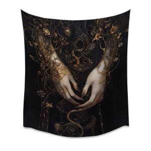 【並行輸入品】 Gothic Witch Hands with Golden Snakes Tapestry Dark Academia Enc