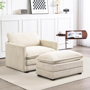 【並行輸入品】 ROWHY Single Armchair with Ottoman, Modern Corduroy Cloud Couch