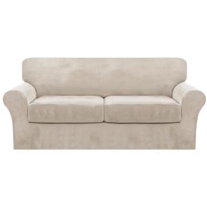 【並行輸入品】 FantasDecor 3 Piece Sofa Covers Velvet for 2 Cushion Couch Stret