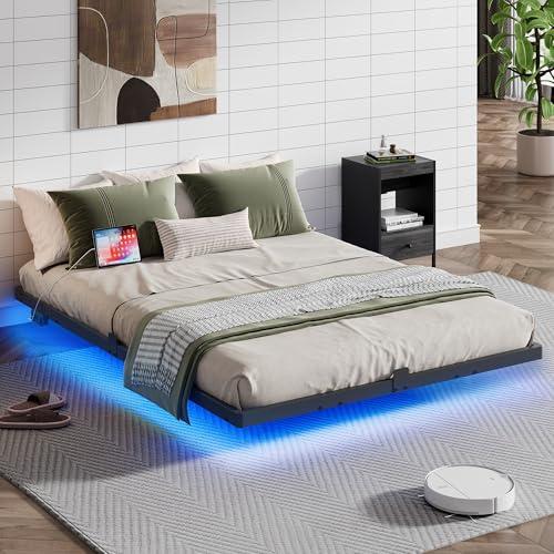 【並行輸入品】 WLIVE Floating Queen Bed Frame, 1500Lbs He...