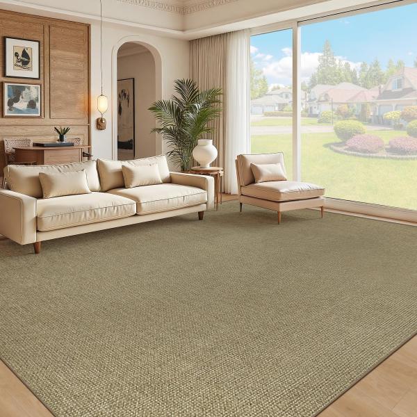 【並行輸入品】イージージュートラグ 9x12 ナチュラルラグ:洗える織物エリアラグ ノンスリップ 脱...