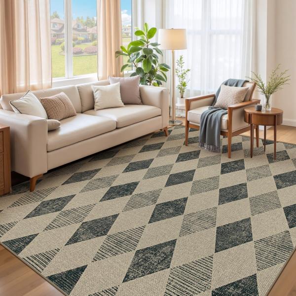 【並行輸入品】イージージュートラグ 6x9 市松模様のラグ:洗える織物エリアラグ ノンスリップ 脱落...