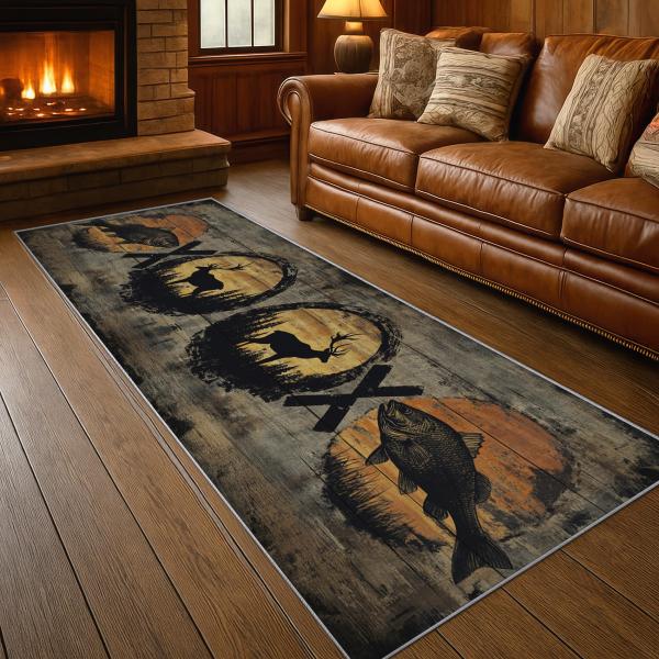 【並行輸入品】 Aquailis Wildlife Runner Rug   Hunting Lod...