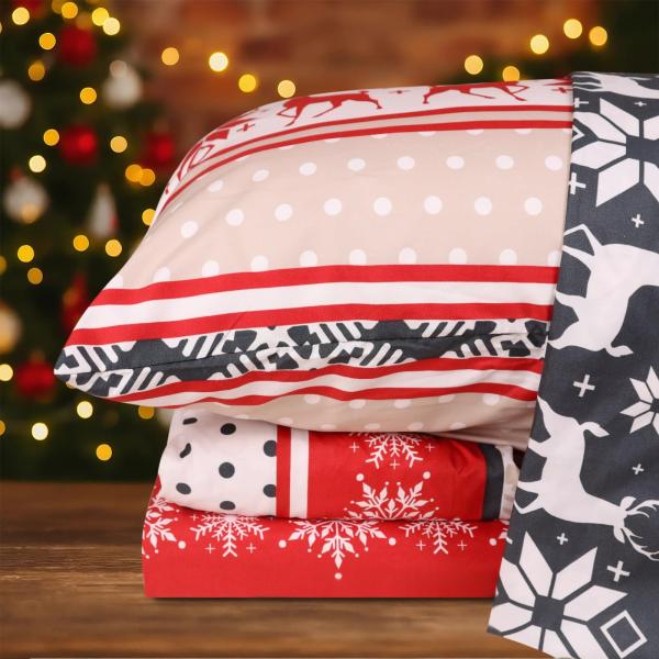 【並行輸入品】HITIME フルサイズ クリスマスシーツ4点セット   ウルトラソフト &amp; 通気性 ...