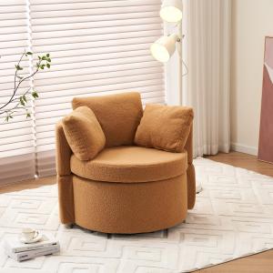 【並行輸入品】 Japovker 360° Swivel Accent Chair with Hidden Storage, Teddy Fab