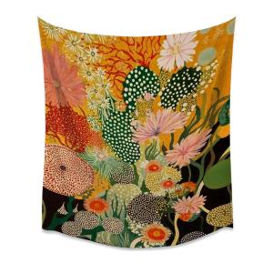 【並行輸入品】 Abstract Botanical Art Tapestry Colorful Vintage Aesthetic Daisy