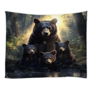 【並行輸入品】 Black Bear Tapestry Wall Hanging Rustic Forest Cabin Wildlife Be