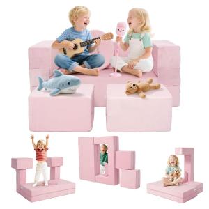 【並行輸入品】モジュラー 子供用 プレイソファ 幼児用 1~3歳、折りたたみ式幼児用ソファ、子供用プレイルーム用プラッシュフォームチェア、ベルベ