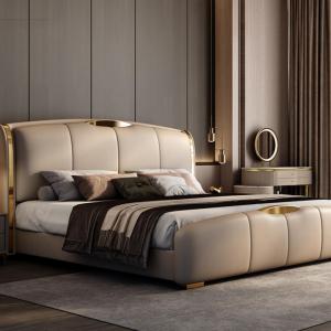 【並行輸入品】 DLCQIJI Light Luxury Beige Full Size Bed Frame Ergonomic Upholst