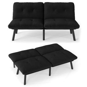 【並行輸入品】 Qinazoe Futon Sofa Bed Velvet Futon Couch with Adjustable Backre