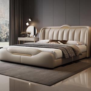 【並行輸入品】 DLCQIJI Modern Leather Queen Bed Frame, Upholstered Platform Bed
