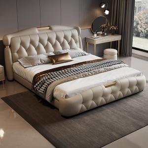 【並行輸入品】 DLCQIJI Modern Light Luxury Queen Bed Frame, Upholstered Platfor