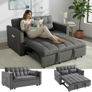 【並行輸入品】SUNPOKUILN コンバーチブル ラブシート スリーパー ソファベッド 小さなスペース用 3 in 1 引き出し式ソファ モダ