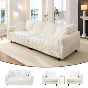 【並行輸入品】104インチのクラウドソファ、コンバーチブルモジュラーセクショナルソファ、ソフトピロー6枚、豪華なコーデュロイカウチ、4人掛けメモ