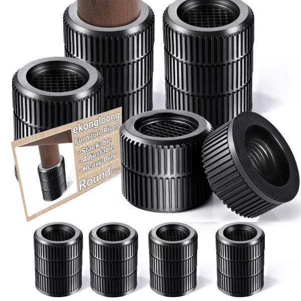 【並行輸入品】 Ekongloong Round Bed Risers 8 Packs Adjust...