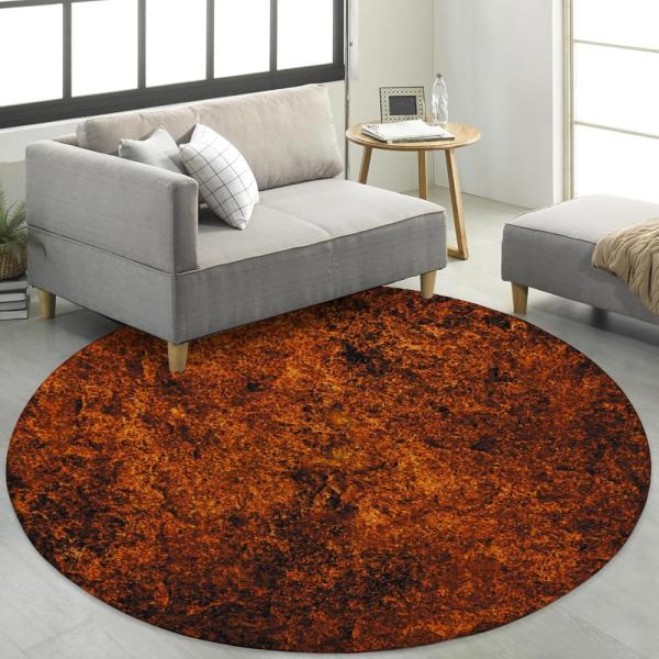 【並行輸入品】 Vintage Orange Black Round Rug Flame Burnt...