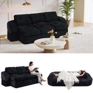 【並行輸入品】 MeMoreCool Cloud Floor Sofa 3 Seater Convertible Couch Bed, Tu